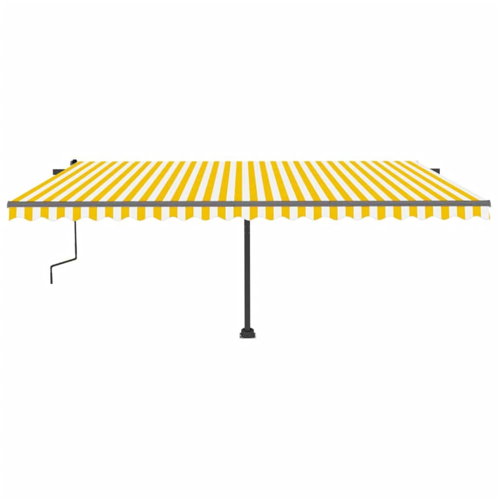 Tenda da Sole Retrattile Manuale LED 500x300 cm Gialla Bianca - homemem39