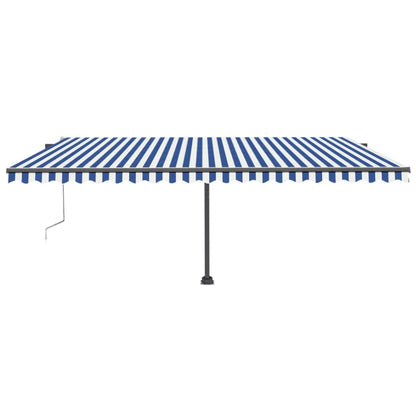 Tenda Automatica con Sensore Vento e LED 500x300 cm Blu Bianca - homemem39