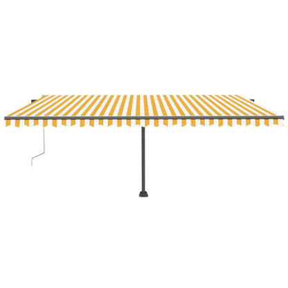 Tenda Automatica Sensore Vento e LED 500x300 cm Gialla Bianca - homemem39