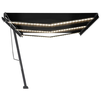 Tenda da Sole Retrattile Manuale con LED 600x300 cm Antracite