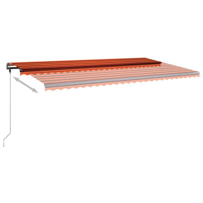 Tenda da Sole Retrattile Manuale LED 600x300 cm Arancio Marrone