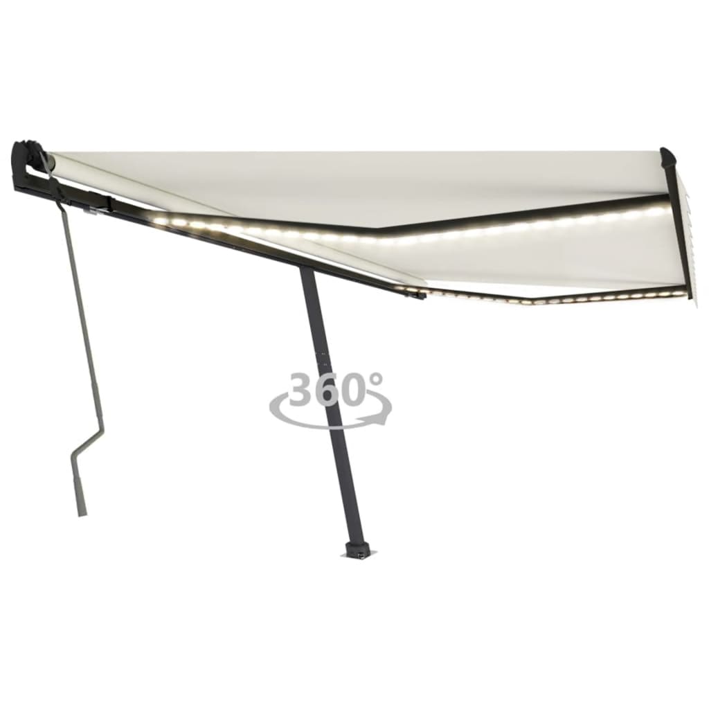 Tenda da Sole Retrattile Manuale con LED 400x350 cm Crema