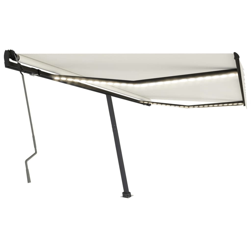 Tenda da Sole Retrattile Manuale con LED 400x350 cm Crema