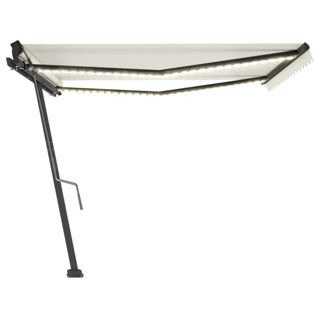 Tenda da Sole Retrattile Manuale con LED 400x350 cm Crema