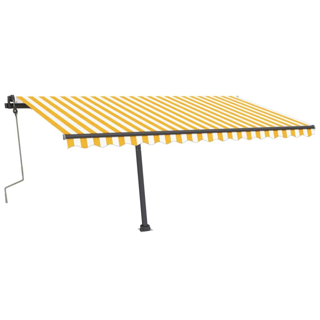 Tenda da Sole Retrattile Manuale LED 400x350 cm Giallo Bianco - homemem39