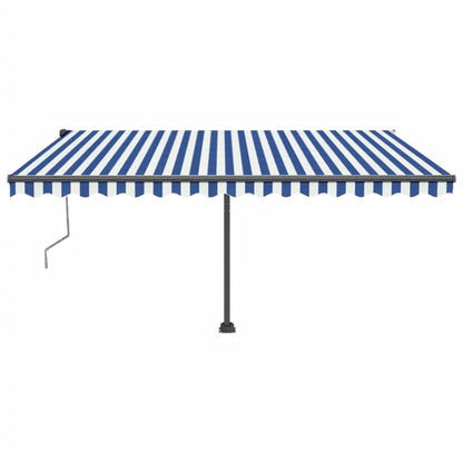Tenda Automatica con Sensore Vento e LED 400x350 cm Blu Bianca - homemem39