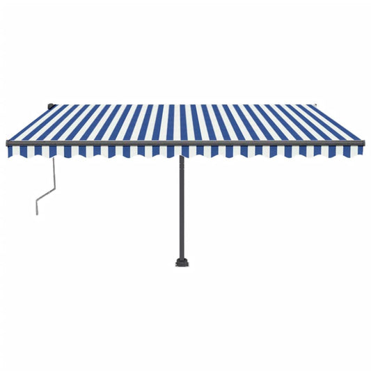 Tenda Automatica con Sensore Vento e LED 400x350 cm Blu Bianca - homemem39