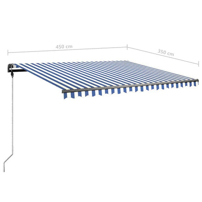 Tenda da Sole Retrattile Manuale con LED 450x350 cm Blu Bianco - homemem39