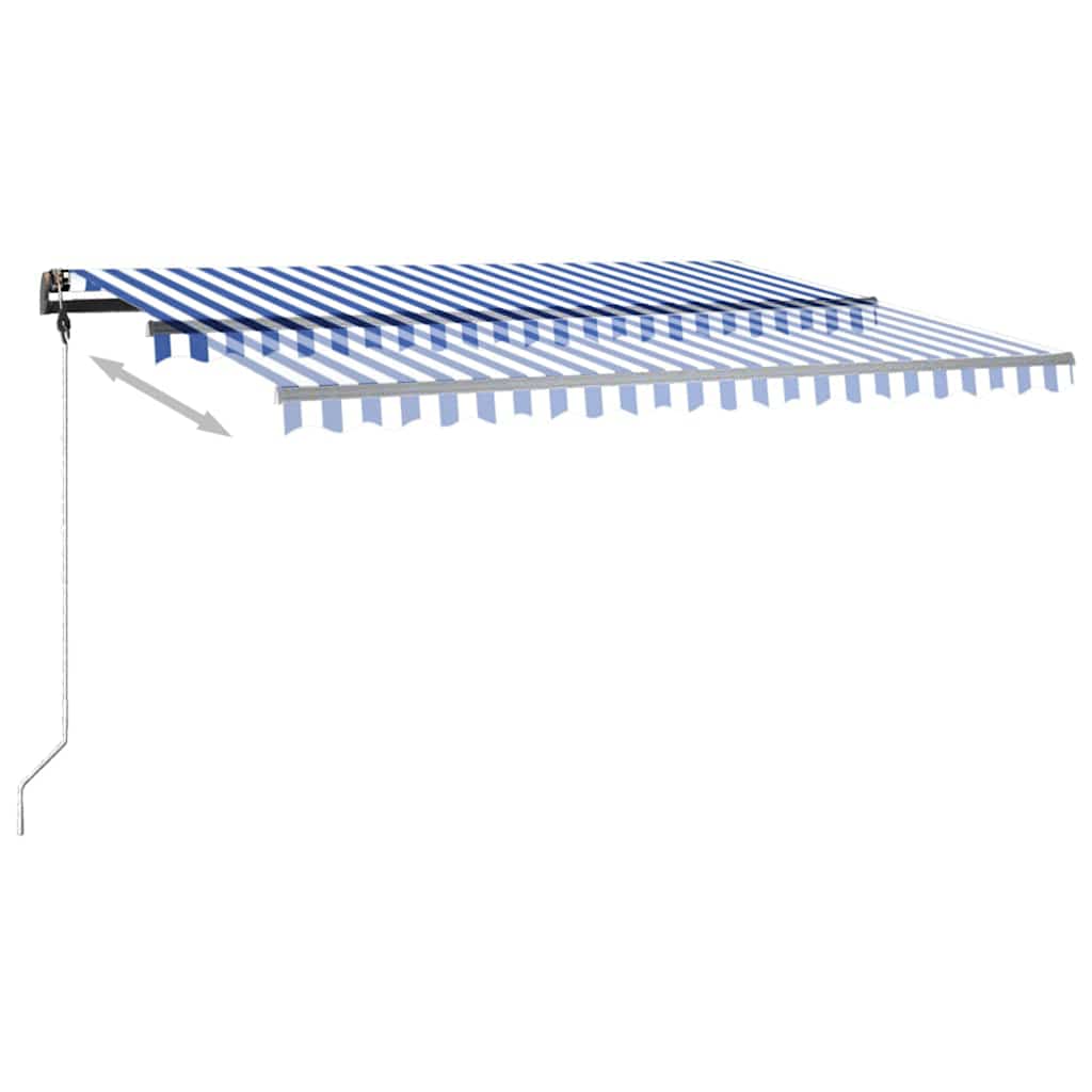 Tenda da Sole Retrattile Manuale con LED 450x350 cm Blu Bianco - homemem39