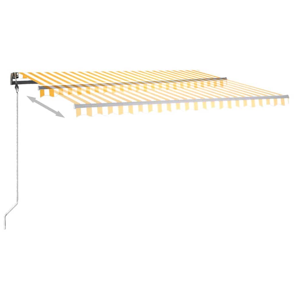 Tenda da Sole Retrattile Manuale LED 450x350 cm Gialla Bianca - homemem39