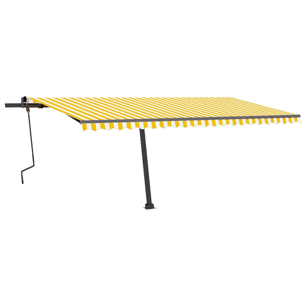 Tenda da Sole Retrattile Manuale LED 500x350 cm Giallo Bianco - homemem39
