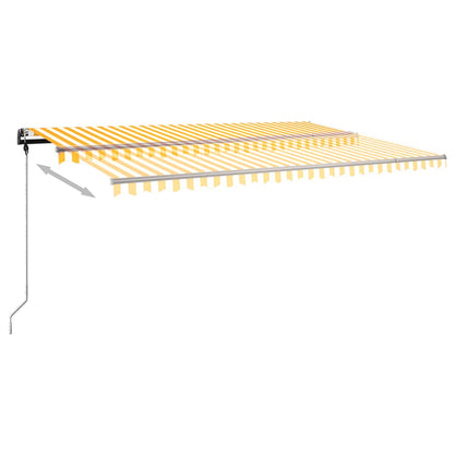 Tenda da Sole Retrattile Manuale LED 500x350 cm Giallo Bianco - homemem39