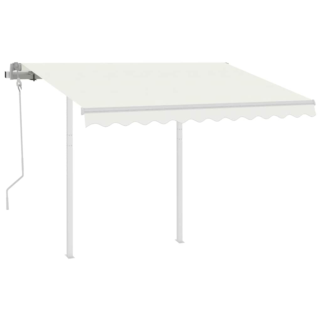 Tenda da Sole Retrattile Manuale con Pali 3x2,5 m Crema
