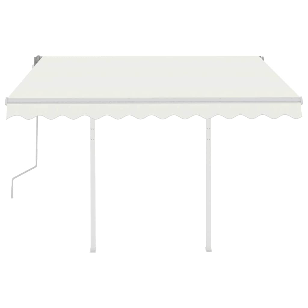 Tenda da Sole Retrattile Manuale con Pali 3x2,5 m Crema