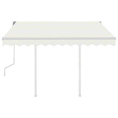 Tenda da Sole Retrattile Manuale con Pali 3x2,5 m Crema