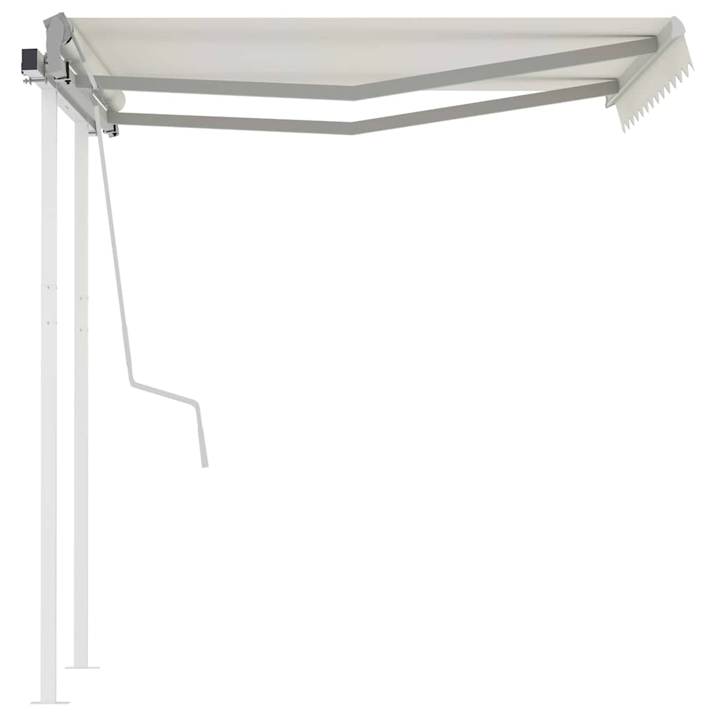 Tenda da Sole Retrattile Manuale con Pali 3x2,5 m Crema | homemem39