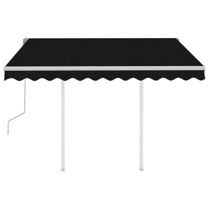 Tenda da Sole Retrattile Manuale con Pali 3x2,5 m Antracite