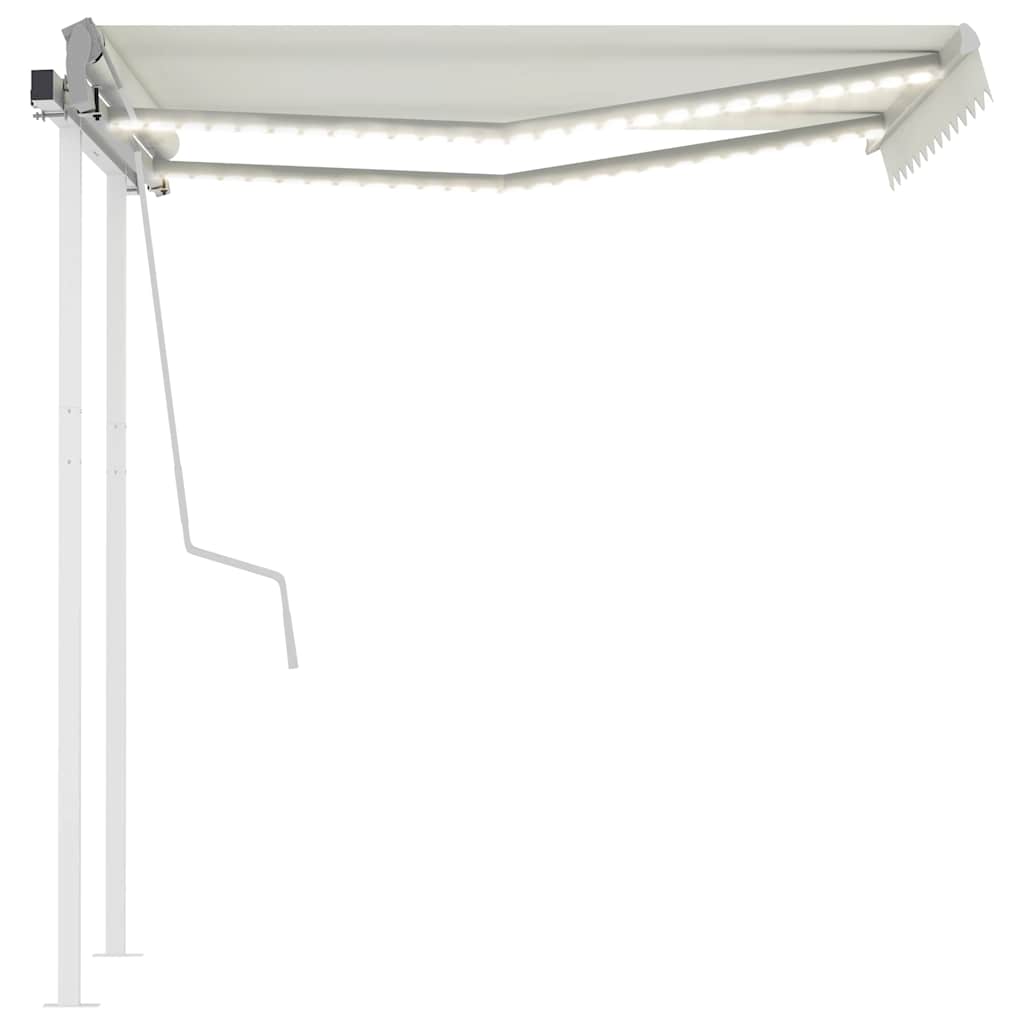 Tenda da Sole Retrattile Manuale con LED 3x2,5 m Crema - homemem39