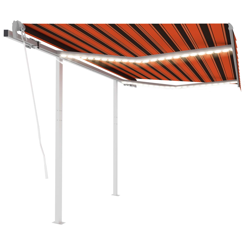 Tenda da Sole con LED Sensore Vento 3x2,5 m Arancione Marrone