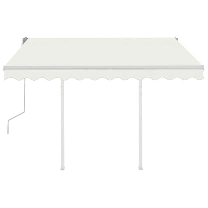 Tenda da Sole Retrattile Manuale con Pali 3,5x2,5 m Crema - homemem39