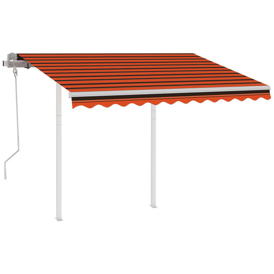 Tenda Retrattile Manuale con Pali 3,5x2,5m Arancio e Marrone - homemem39