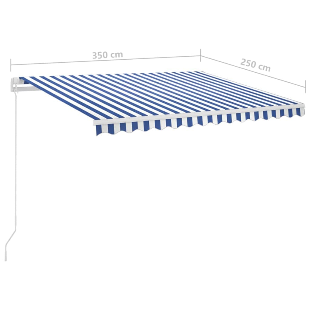 Tenda da Sole Automatica LED Sensore Vento 3,5x2,5 m Blu Bianca