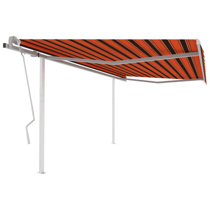 Tenda da Sole Retrattile Manuale con Pali 4x3m Arancio Marrone - homemem39