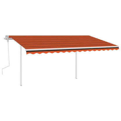 Tenda da Sole Retrattile Manuale con Pali 4x3m Arancio Marrone - homemem39