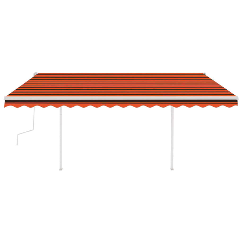 Tenda da Sole Retrattile Manuale con Pali 4x3m Arancio Marrone - homemem39