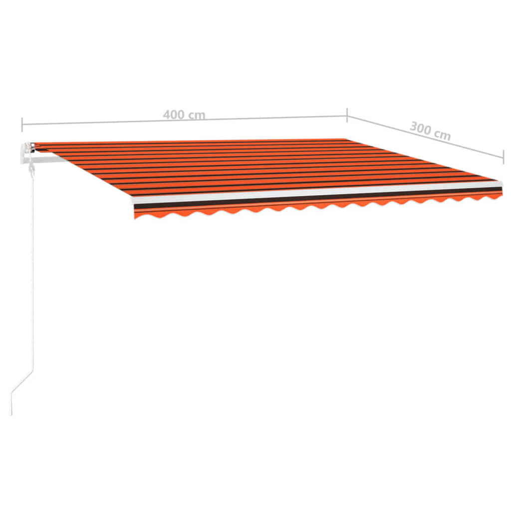 Tenda da Sole Retrattile Manuale con Pali 4x3m Arancio Marrone - homemem39