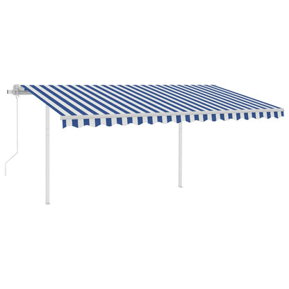 Tenda Automatica con Sensore Vento e LED 4,5x3 m Blu Bianca