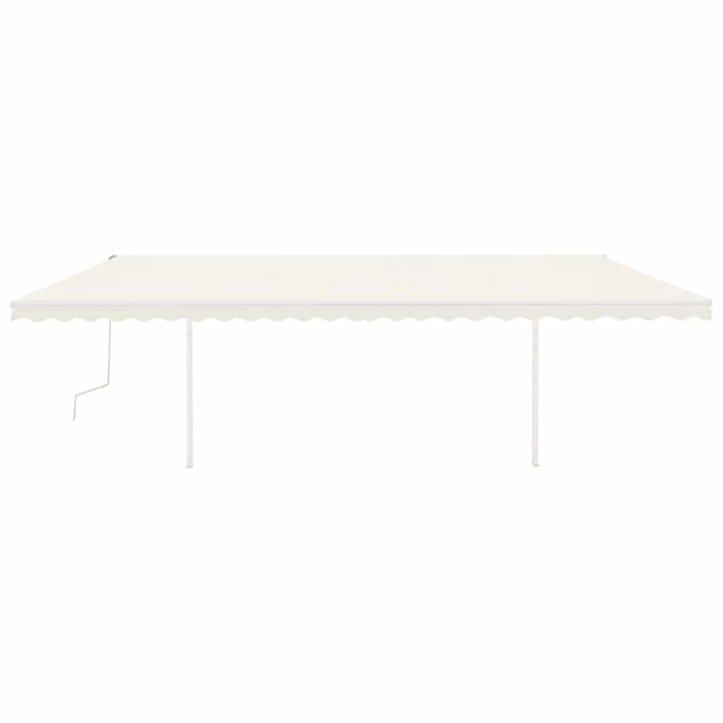 Tenda da Sole Retrattile Manuale con Pali 6x3m Crema - homemem39