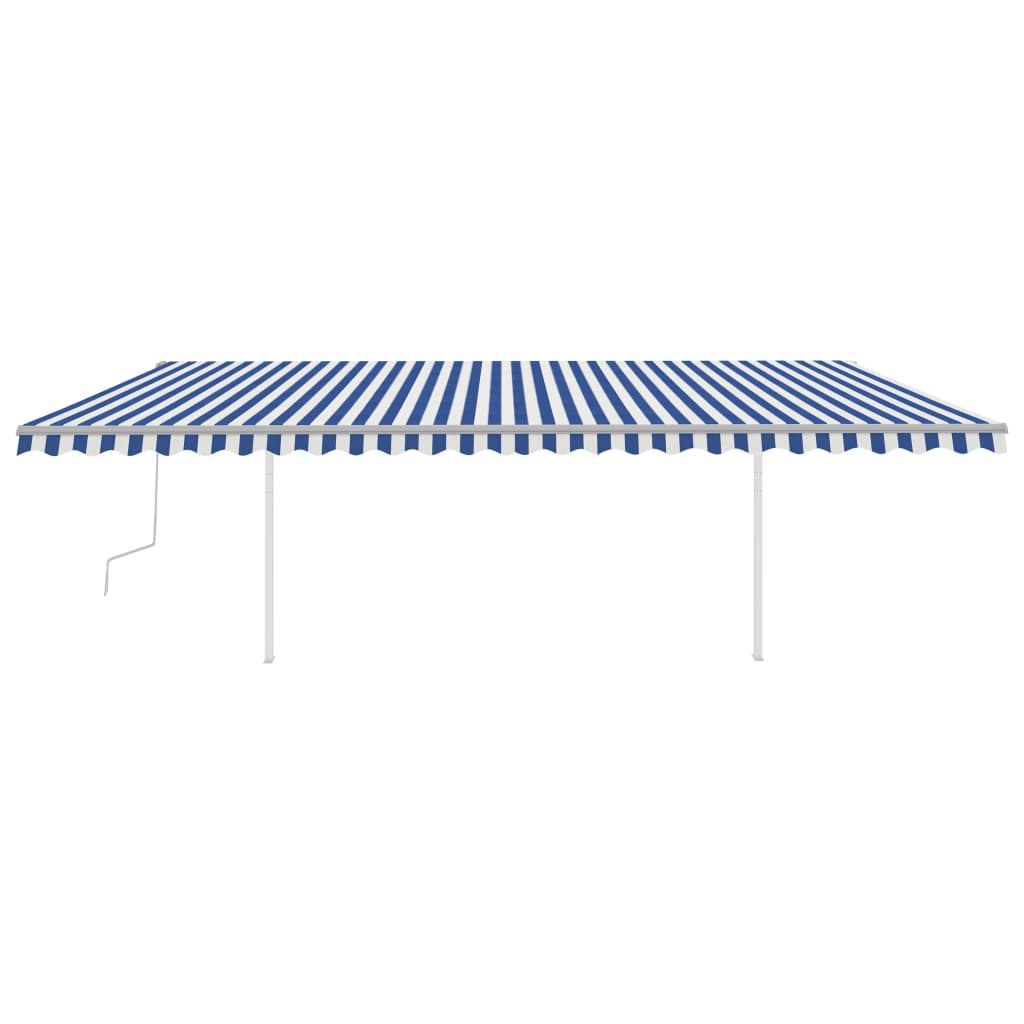 Tenda da Sole Retrattile Manuale con LED 6x3 m Blu e Bianco