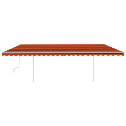 Tenda da Sole Retrattile Manuale con LED 6x3m Arancione Marrone - homemem39