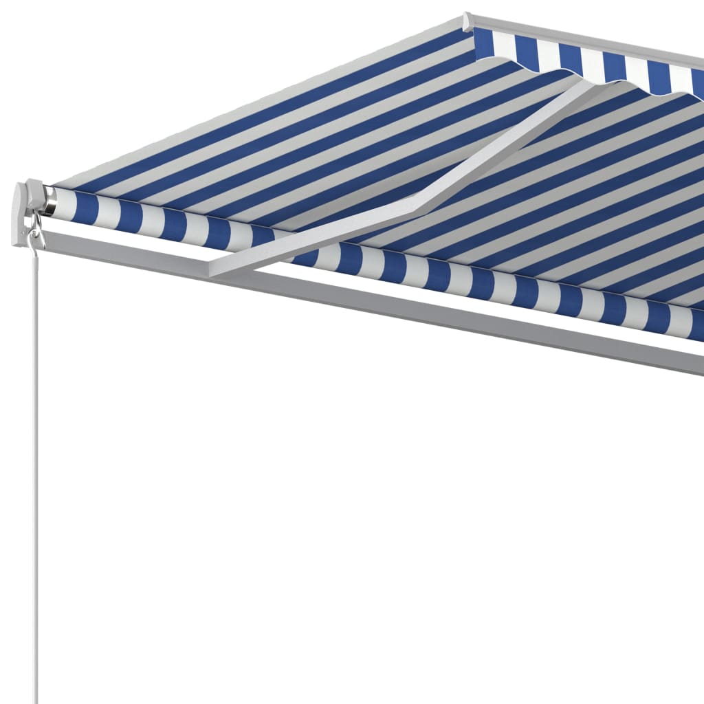 Tenda da Sole Retrattile Automatica con Pali 6x3 m Blu e Bianca