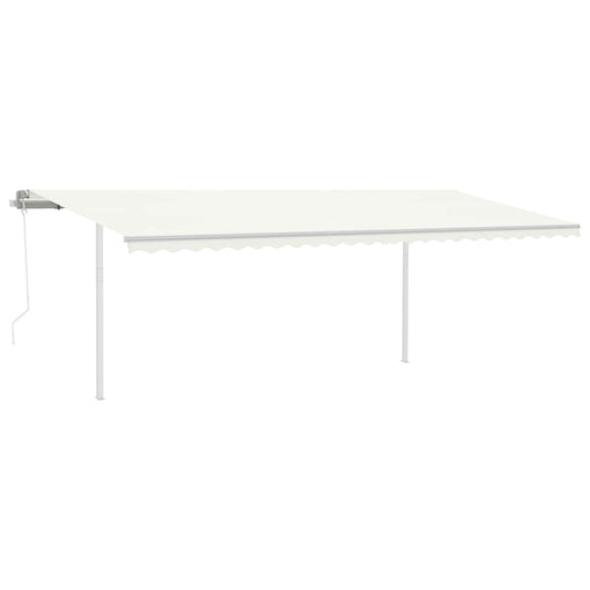 Tenda da Sole Retrattile Automatica con Pali 6x3 m Crema - homemem39