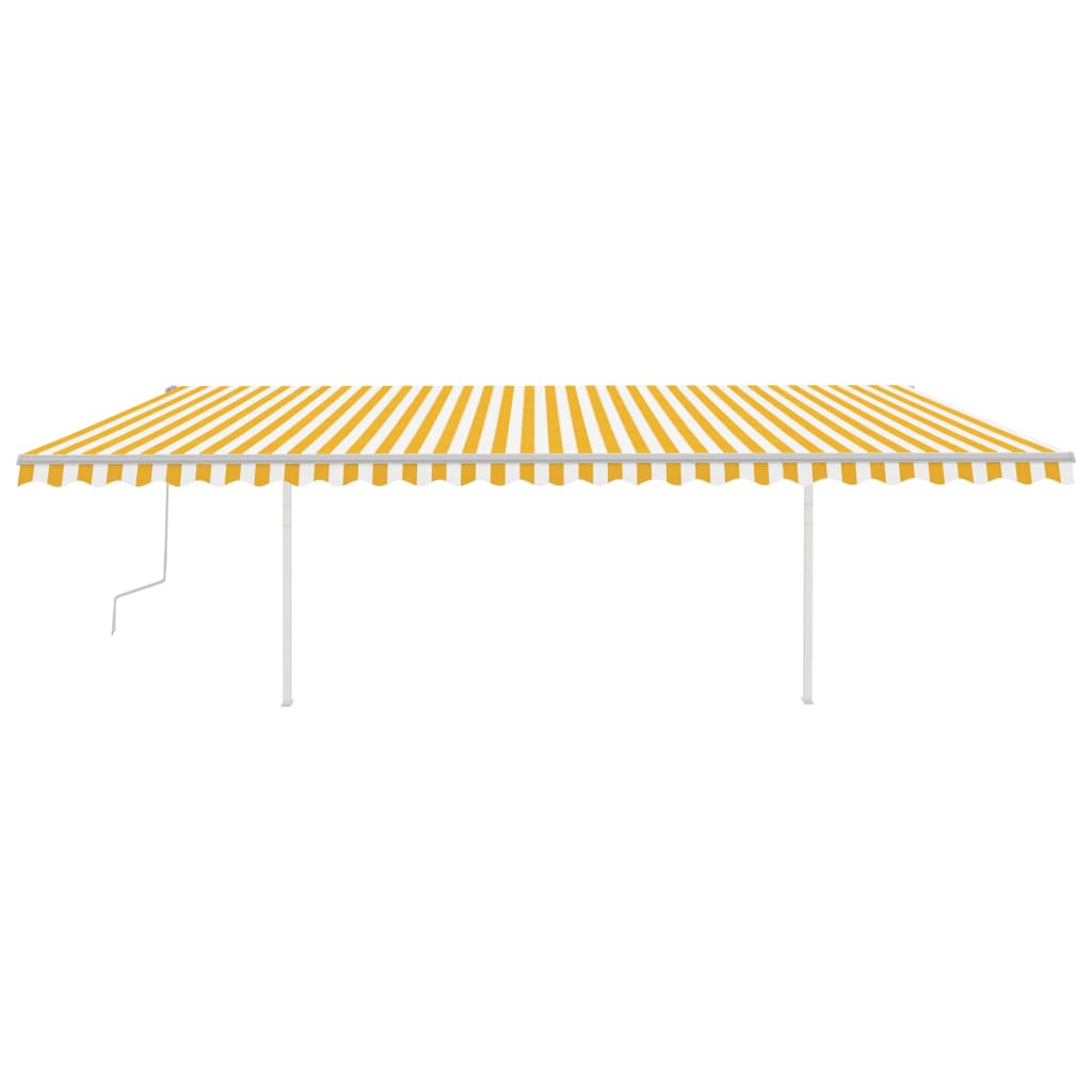 Tenda da Sole Retrattile Manuale con Pali 6x3,5 m Gialla Bianca - homemem39
