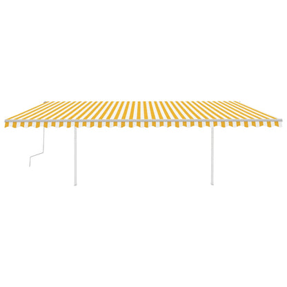Tenda da Sole Retrattile Manuale con Pali 6x3,5 m Gialla Bianca - homemem39