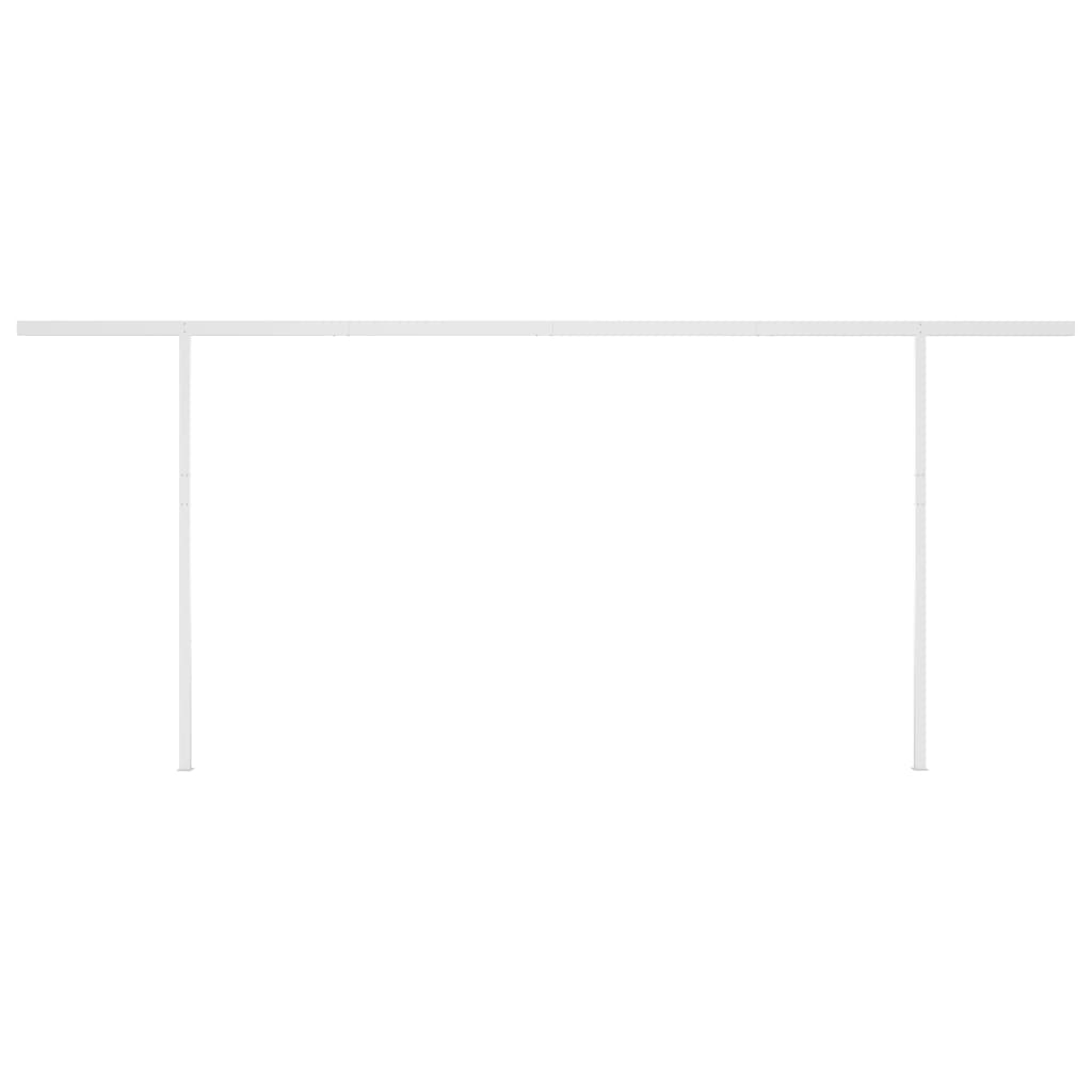 Tenda da Sole Retrattile Manuale con Pali 6x3,5 m Gialla Bianca - homemem39