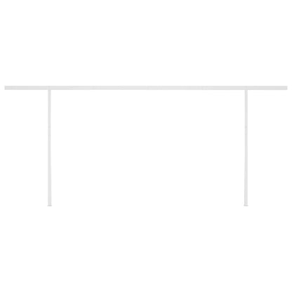 Tenda da Sole Retrattile Manuale con Pali 6x3,5 m Gialla Bianca - homemem39