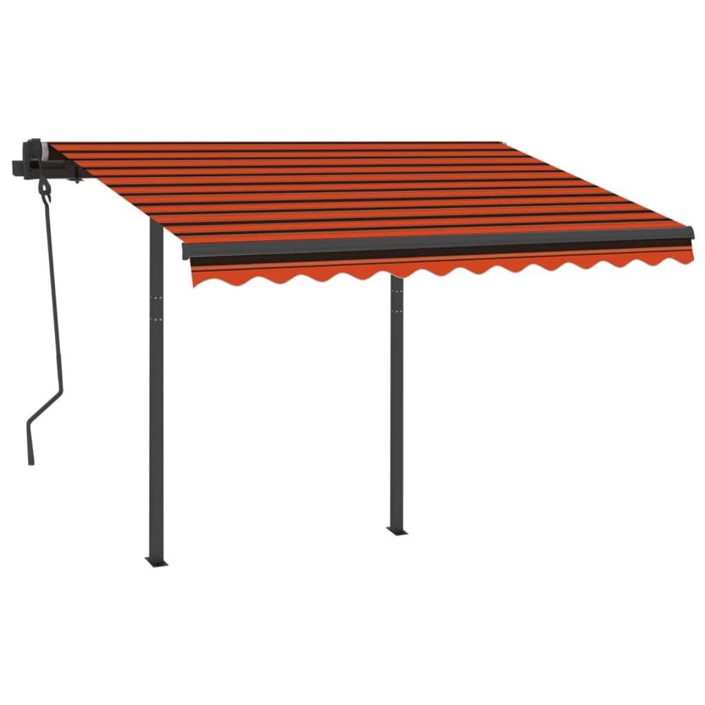 Tenda da Sole Retrattile Manuale Pali 3x2,5 m Arancione Marrone