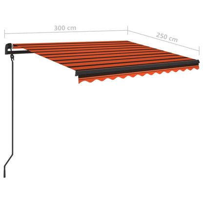 Tenda da Sole Retrattile Manuale Pali 3x2,5 m Arancione Marrone