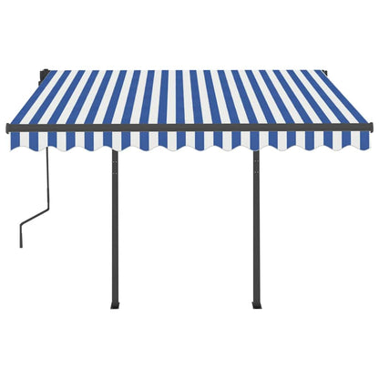 Tenda da Sole Retrattile Manuale con LED 3x2,5 m Blu e Bianco - homemem39