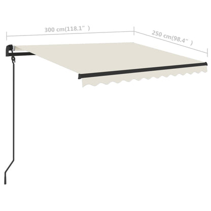 Tenda da Sole Retrattile Manuale con LED 3x2,5 m Crema