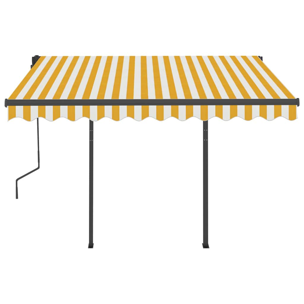 Tenda da Sole Retrattile Manuale con LED 3x2,5m Gialla Bianca - homemem39