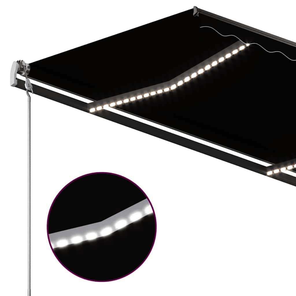 Tenda da Sole Retrattile Manuale con LED 3x2,5m Antracite - homemem39