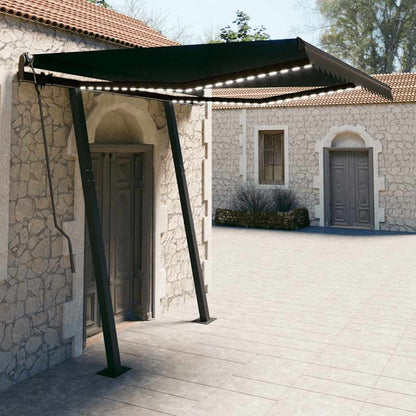 Tenda da Sole Retrattile Manuale con LED 3x2,5m Antracite - homemem39