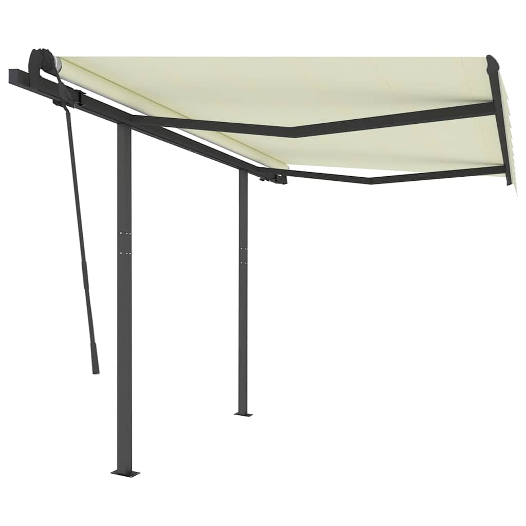Tenda da Sole Retrattile Automatica con Pali 3x2,5 m Crema - homemem39