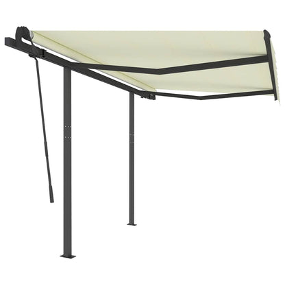 Tenda da Sole Retrattile Automatica con Pali 3x2,5 m Crema - homemem39
