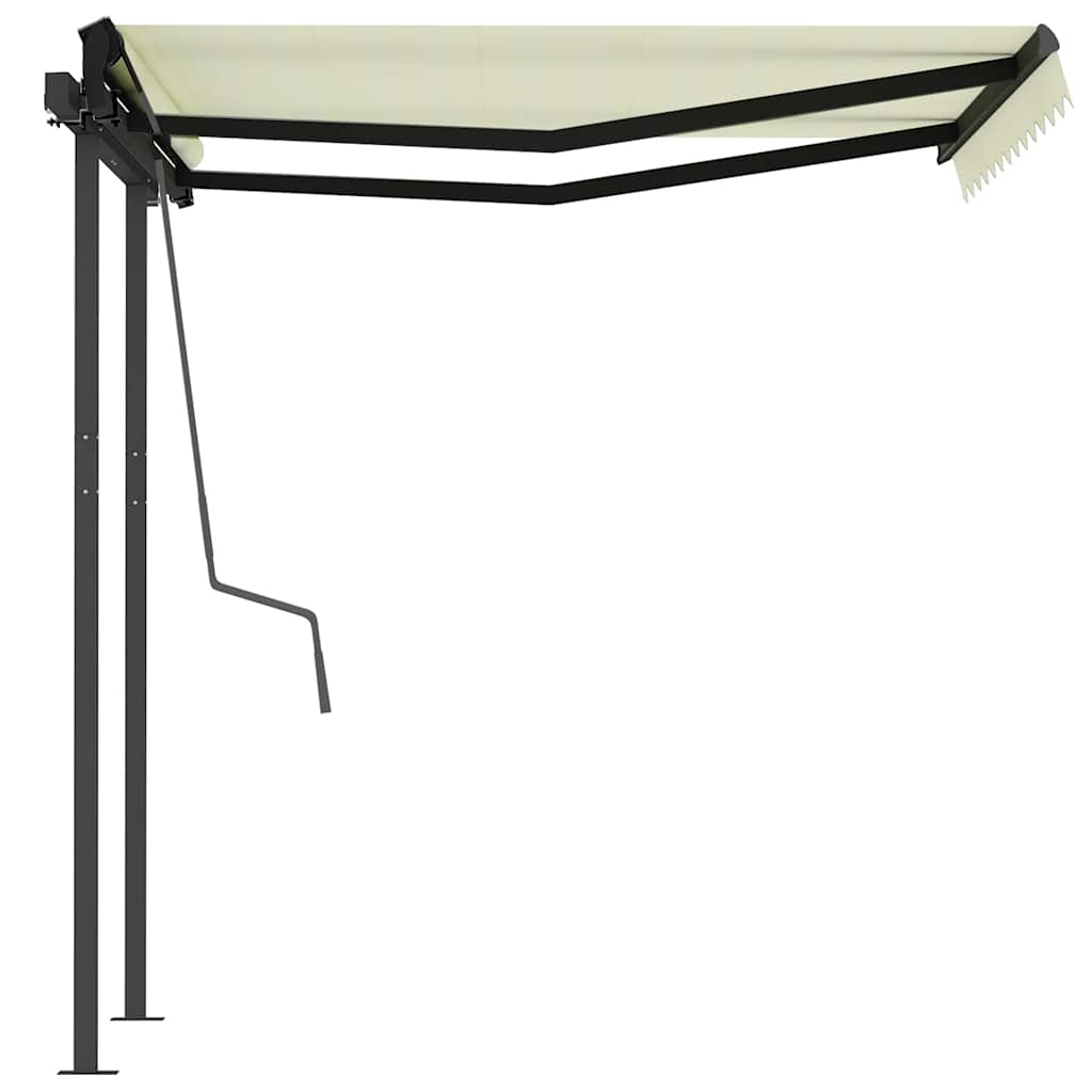 Tenda da Sole Retrattile Automatica con Pali 3x2,5 m Crema - homemem39